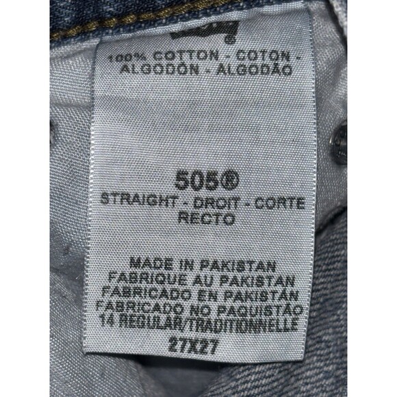 LEVI'S 505 STRAIGHT LEG REGULAR FIT JEANS SIZE 14 REG 27X27 - Picture 5 of 9
